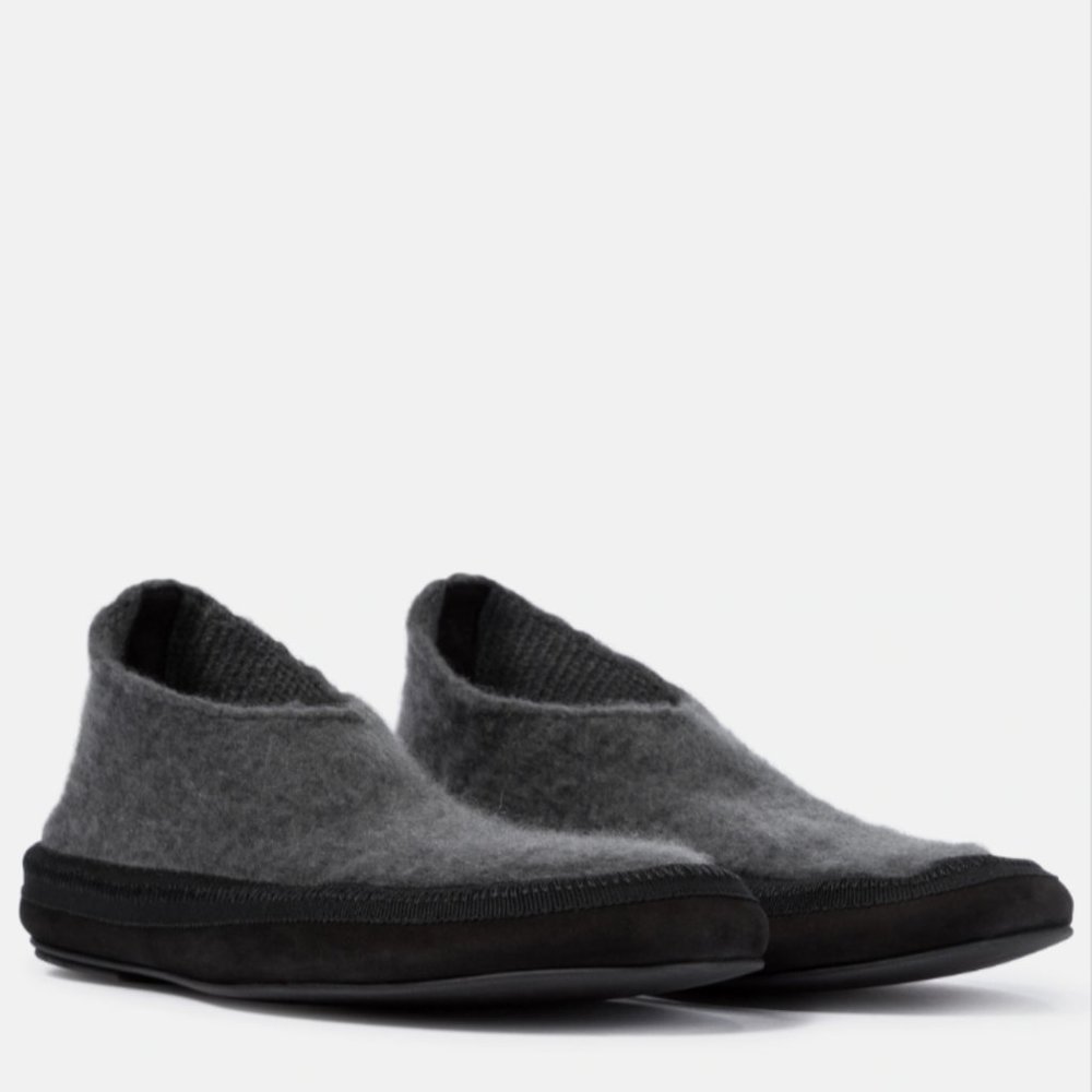 The Row Fairy grosgrain and suede-trimmed cashmere slippers